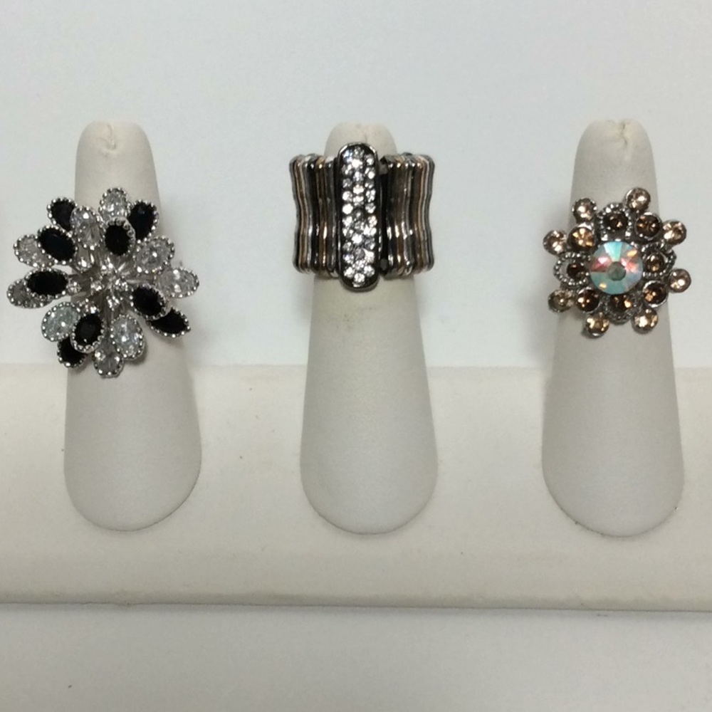 Rhinestone Ring Trio